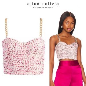 Cristi Bustier Crop Top in Off White & Raspberry
Alice + Olivia sz 8 NWOT $295